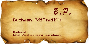 Buchman Pázmán névjegykártya